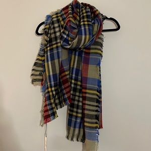 BNWT Agnes & Dora Blanket Scarf - Plaid Natural